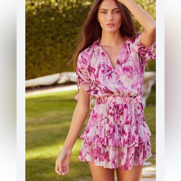 MISA Becca Dress in La Vie En Rose Pink Mini Dress - Picture 4 of 16